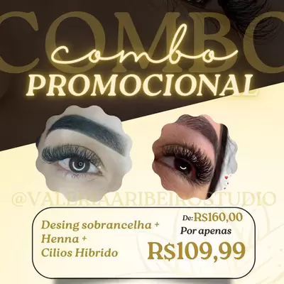 Desing Sobrancelha + Henna + Cílios Hibridos